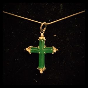 COPY - Jade and silver cross necklace.